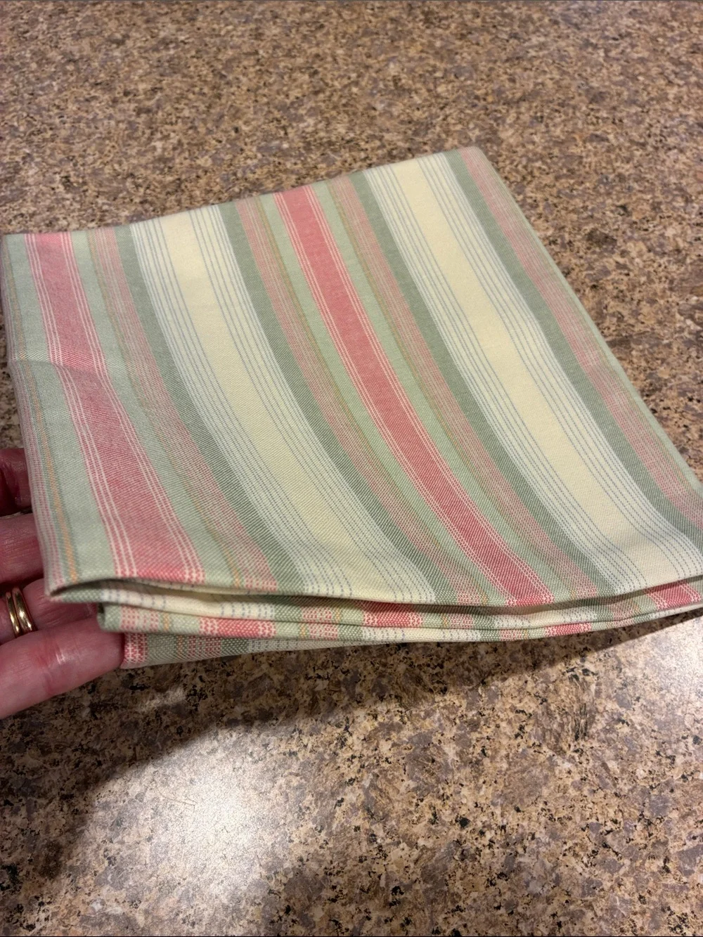 Longaberger 36” Cabana Stripe Fabric Square SMELLS MUSTY